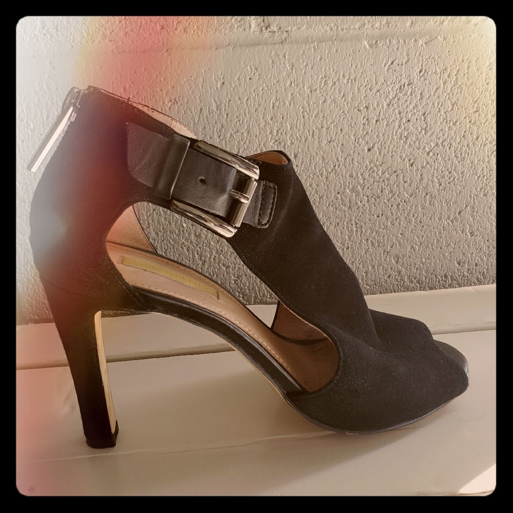 Black  , open toe 3 1/2" stiletto shoe